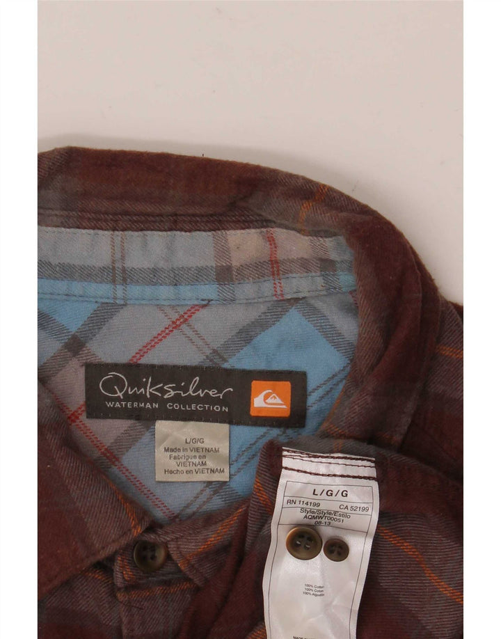 Quiksilver Mens Flannel Shirt Large Brown Check Cotton
