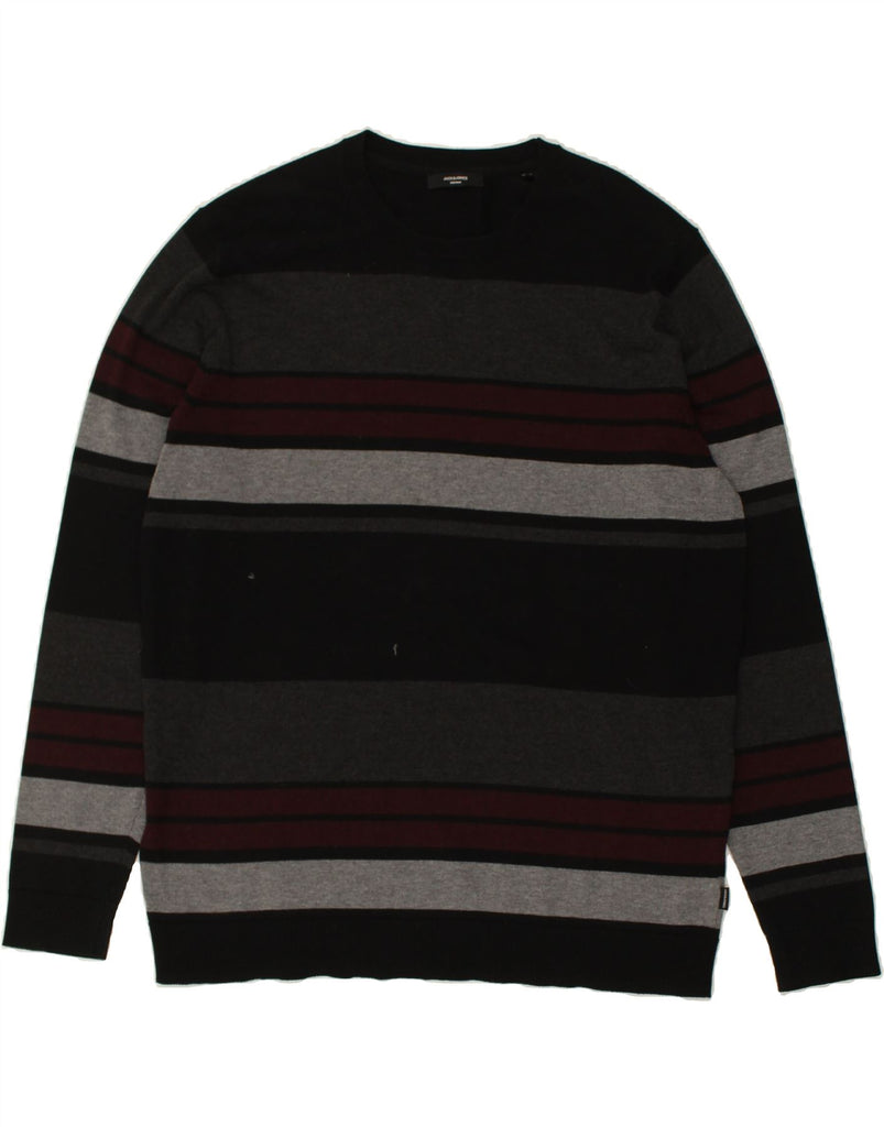 JACK & JONES Mens Premium Boat Neck Jumper Sweater 2XL Black Striped | Vintage Jack & Jones | Thrift | Second-Hand Jack & Jones | Used Clothing | Messina Hembry 