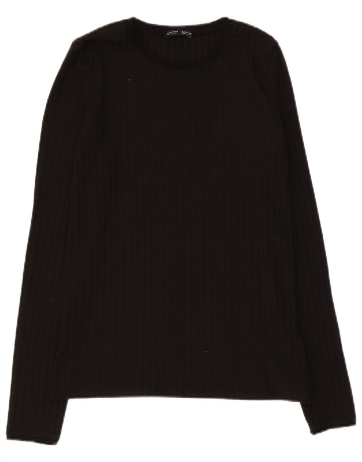 Zara Womens Top Long Sleeve UK 12 Medium Black