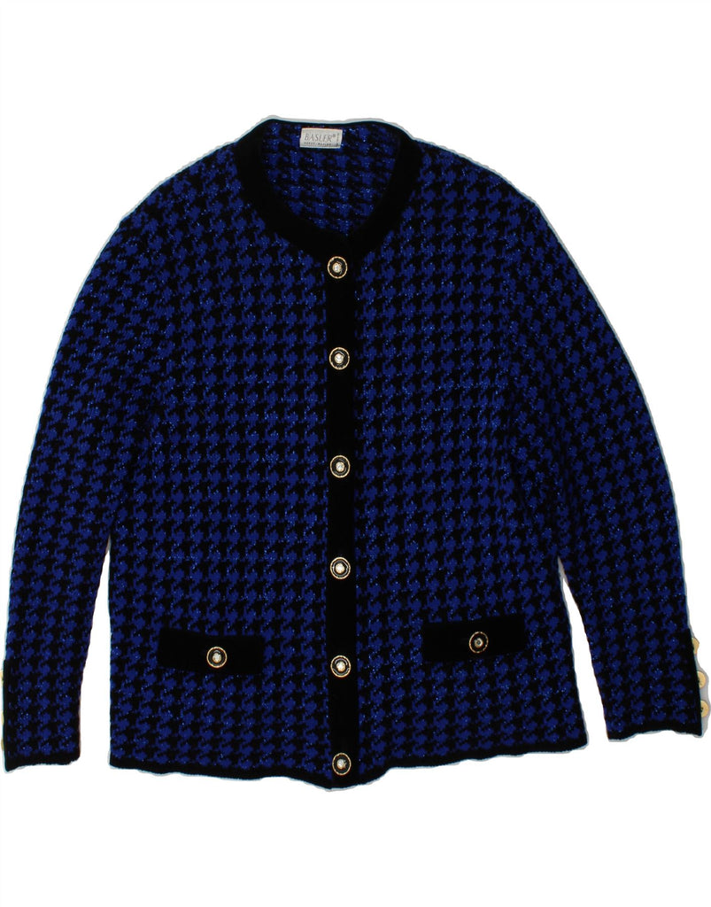 BASLER Womens Cardigan Sweater EU 42 Large Blue Houndstooth Wool Vintage Basler and Second-Hand Basler from Messina Hembry 