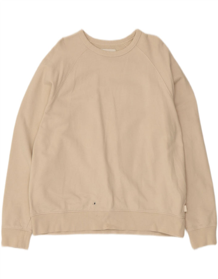 Marks & Spencer Womens Sweatshirt Jumper UK 16 Large Beige Cotton