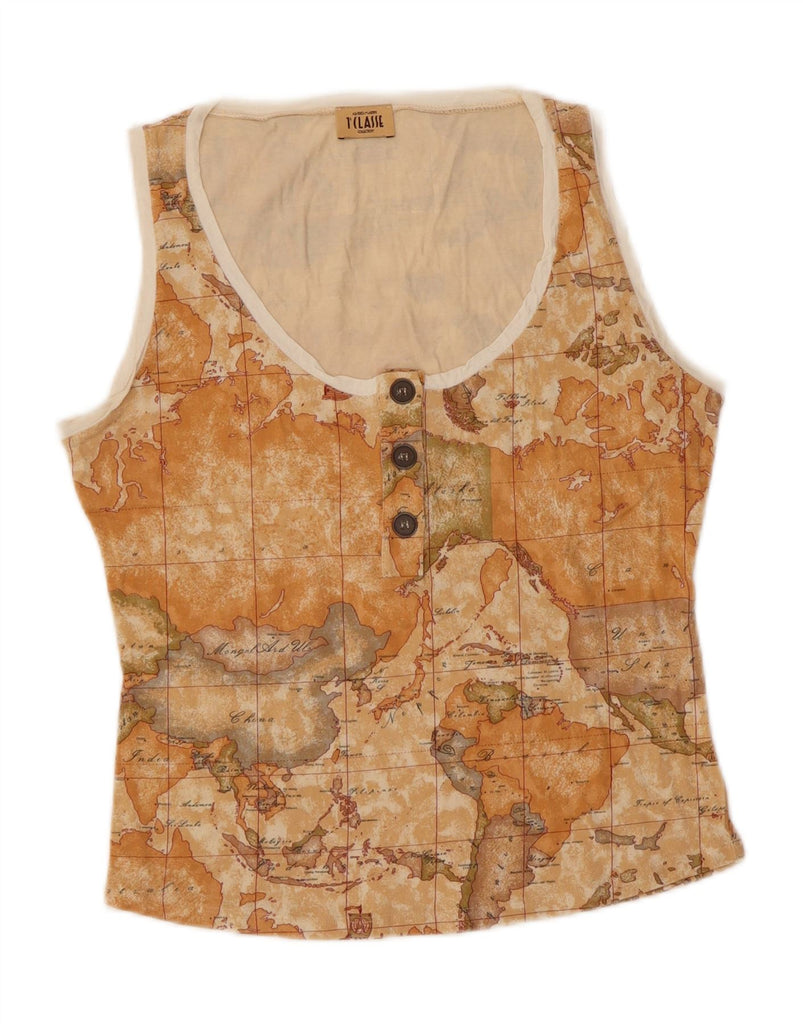 ALVIERO MARTINI Womens Graphic Vest Top UK 12 Medium Brown Vintage ALVIERO MARTINI and Second-Hand ALVIERO MARTINI from Messina Hembry 