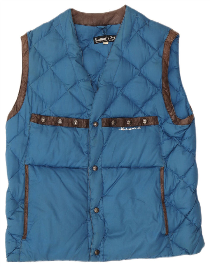 Lothars Mens Padded Gilet UK 42 XL Blue Cotton