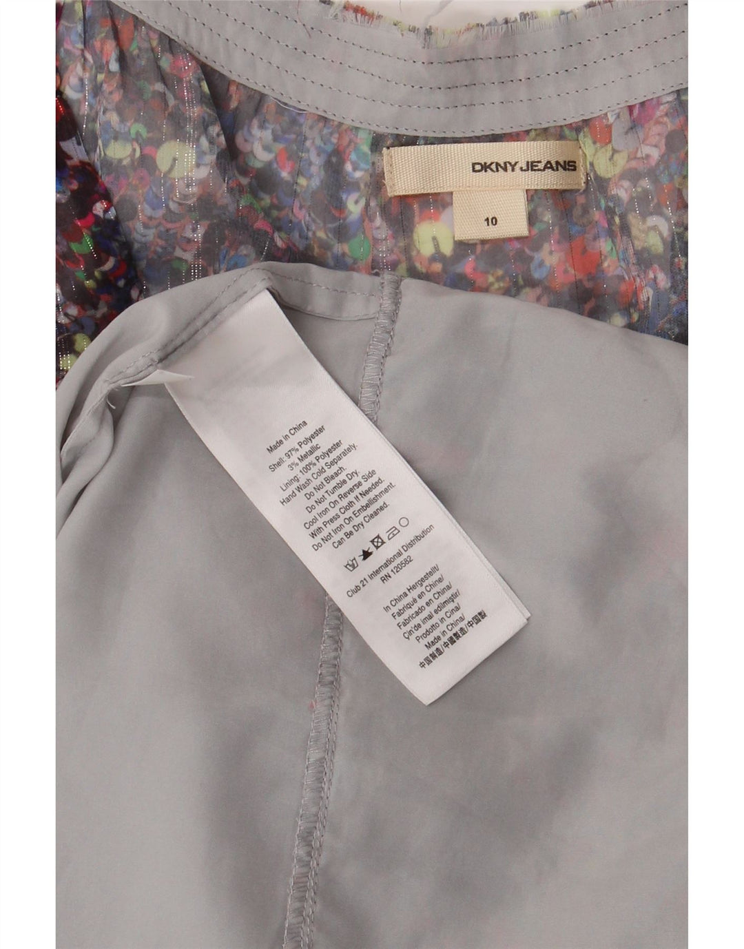 DKNY Womens Sleeveless Tiered Dress US 10 Large Multicoloured Floral