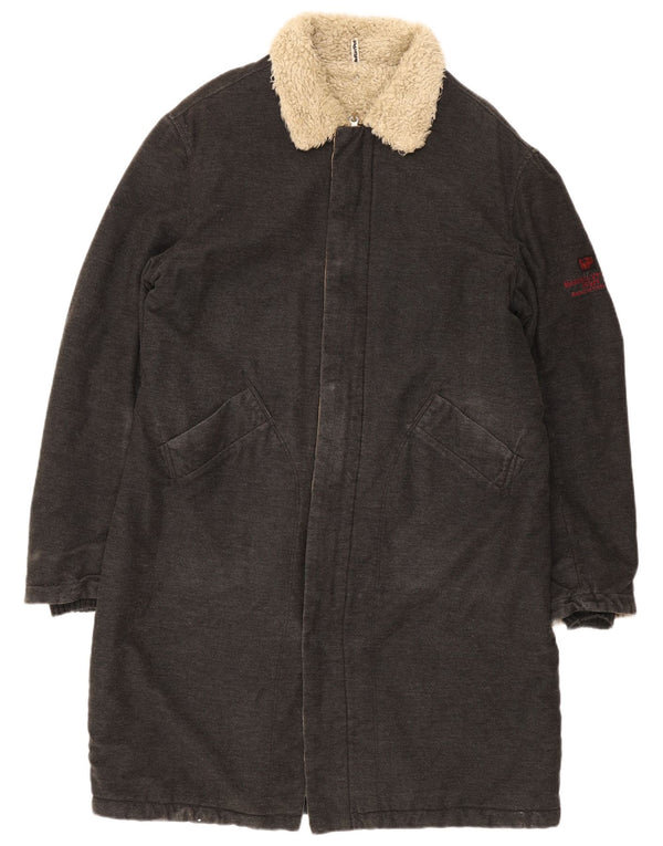 Meltin' Pot Mens Sherpa Overcoat UK 42 XL Grey Cotton