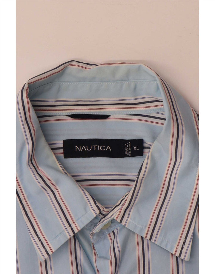 Nautica Mens Shirt XL Blue Striped Cotton