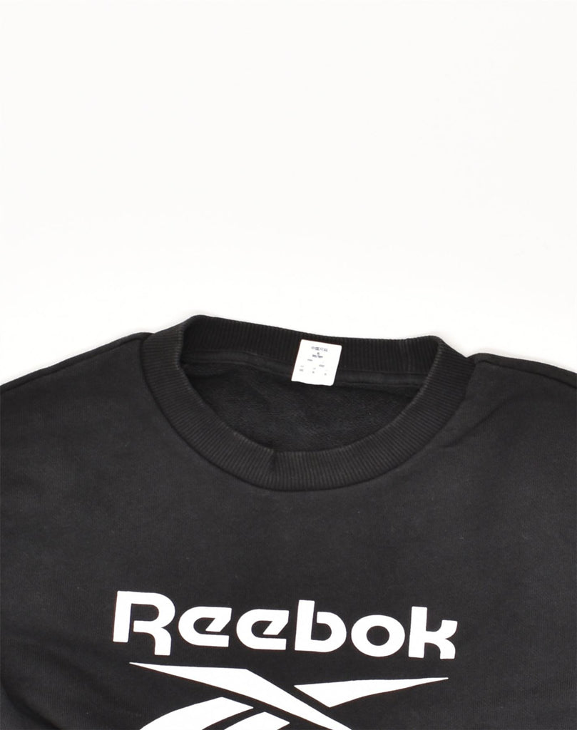 REEBOK Mens Graphic Sweatshirt Jumper XL Black Cotton | Vintage Reebok | Thrift | Second-Hand Reebok | Used Clothing | Messina Hembry 