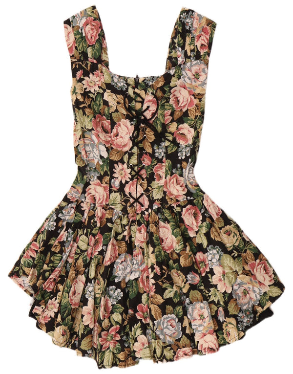 Vintage Womens Sleeveless A-Line Dress UK 10 Small Multicoloured Floral