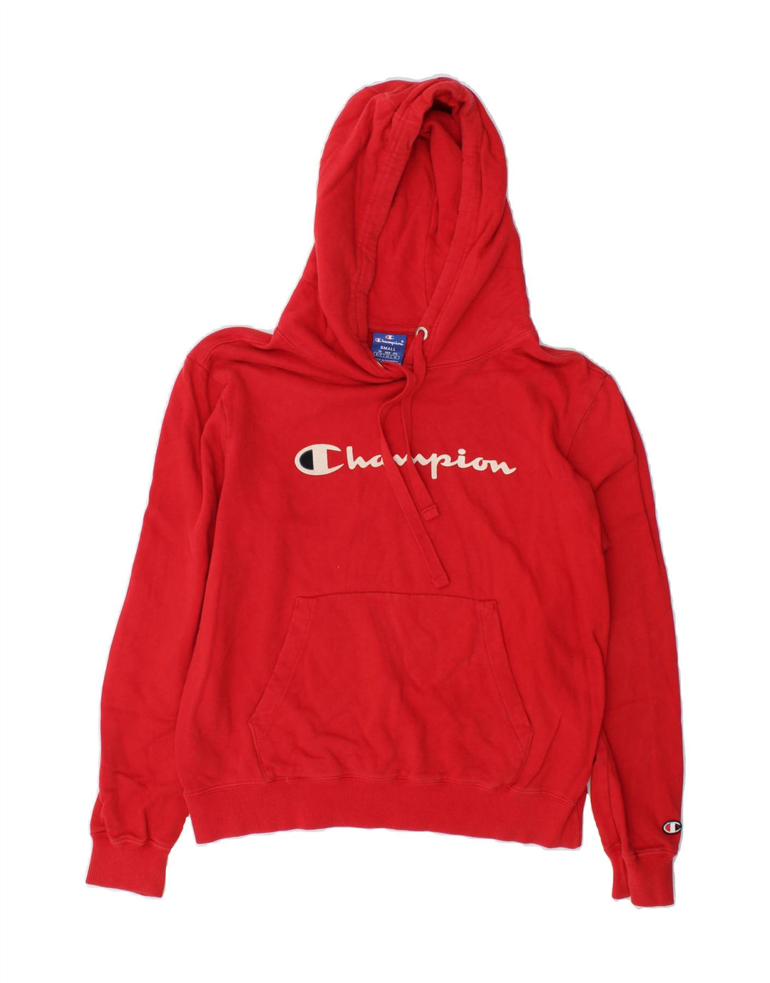 CHAMPION Mens Graphic Hoodie Jumper Small Red Cotton Vintage Champion and Second-Hand Champion from Messina Hembry 