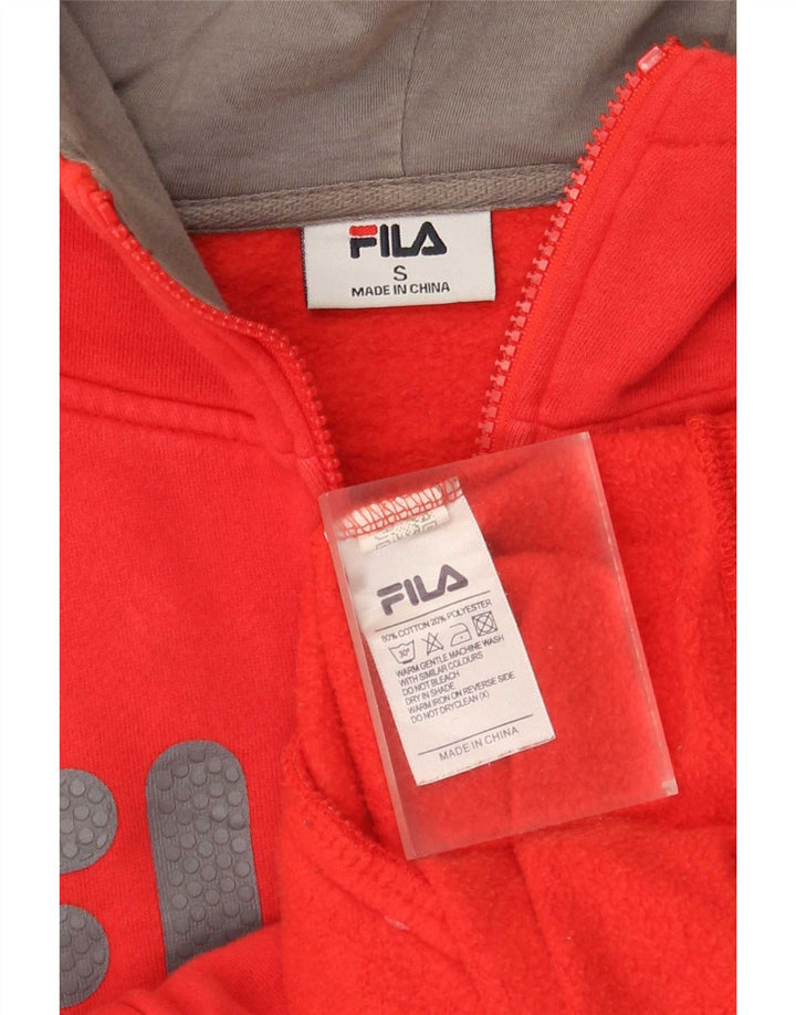 Fila Mens Graphic Zip Hoodie Sweater Small Red Cotton