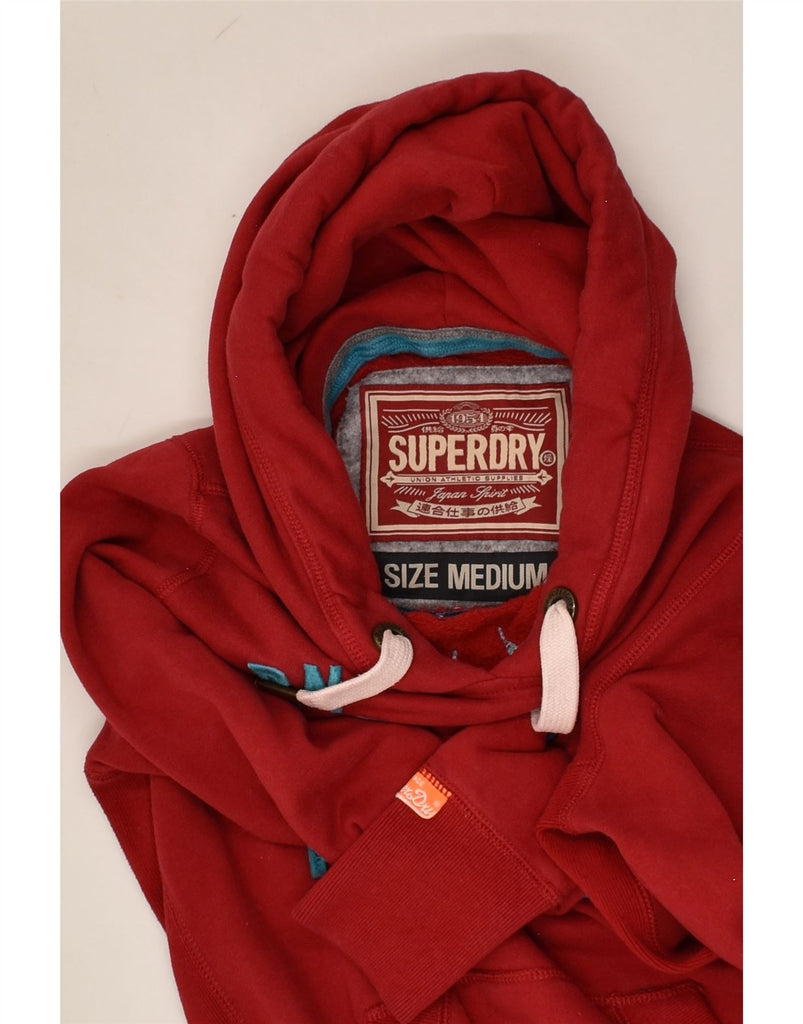 SUPERDRY Womens Graphic Hoodie Jumper UK 14 Medium Red Cotton | Vintage Superdry | Thrift | Second-Hand Superdry | Used Clothing | Messina Hembry 