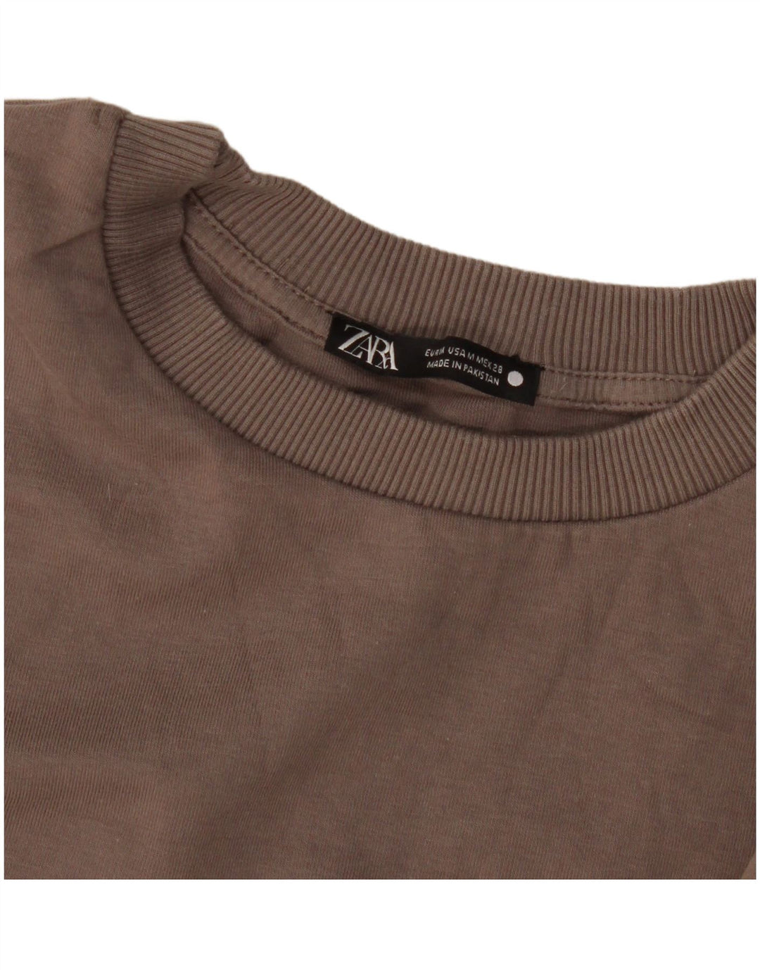 Zara Womens Short Sleeve Oversized Sweatshirt Jumper UK 14 Medium Beige