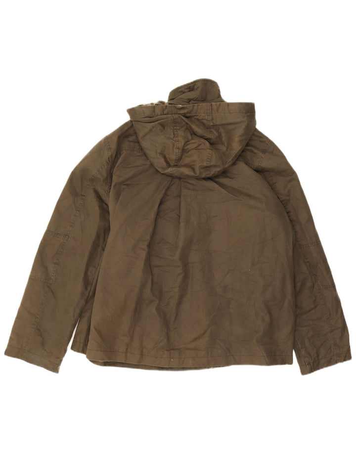 Fat Face Womens Hooded Oversized Waxed Cotton Jacket UK 16 Large Khaki