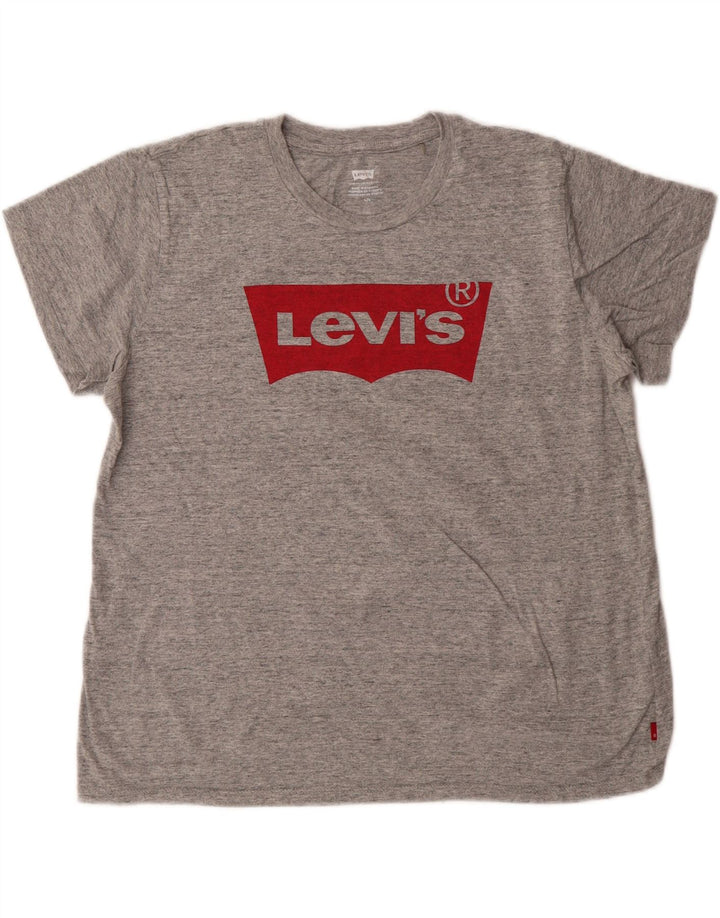 LEVI'S Womens Graphic T-Shirt Top UK 16 Large Grey Vintage Levi's and Second-Hand Levi's from Messina Hembry 