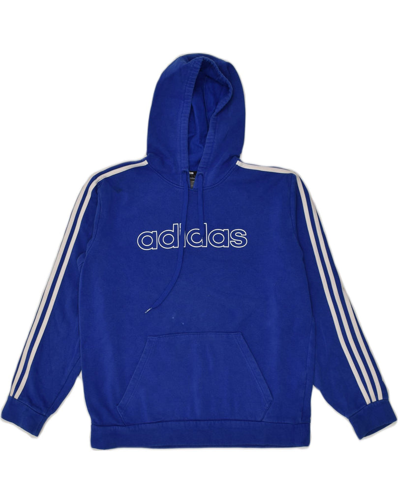 ADIDAS Mens Graphic Hoodie Jumper Medium Blue Cotton | Vintage Adidas | Thrift | Second-Hand Adidas | Used Clothing | Messina Hembry 