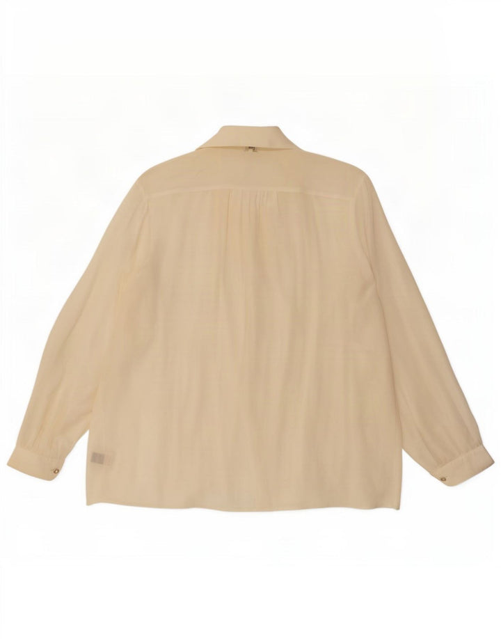 Vintage Womens Oversized Shirt Blouse UK 20 2XL Off White Silk