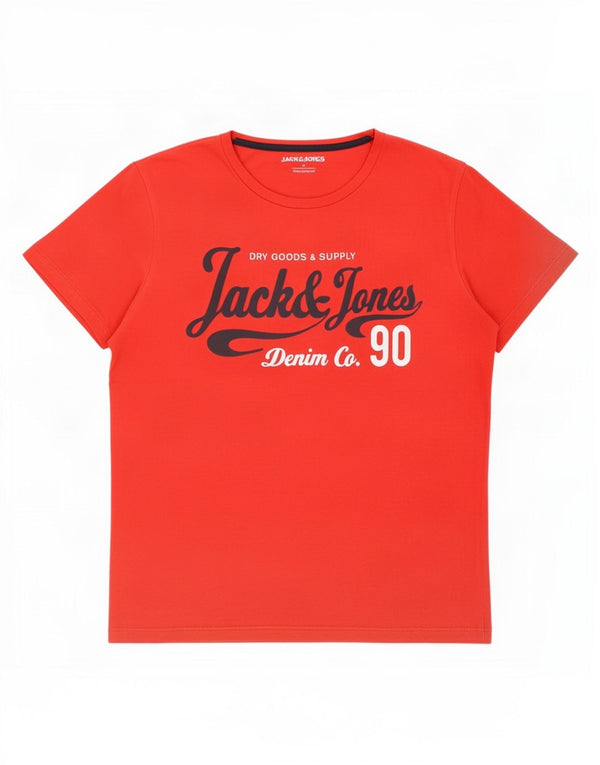 Jack & Jones Mens Graphic T-Shirt Top Medium Red Cotton