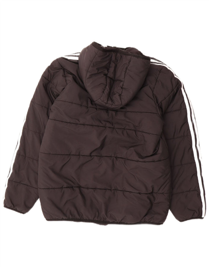Adidas Boys Hooded Padded Jacket 13-14 Years Black Polyester