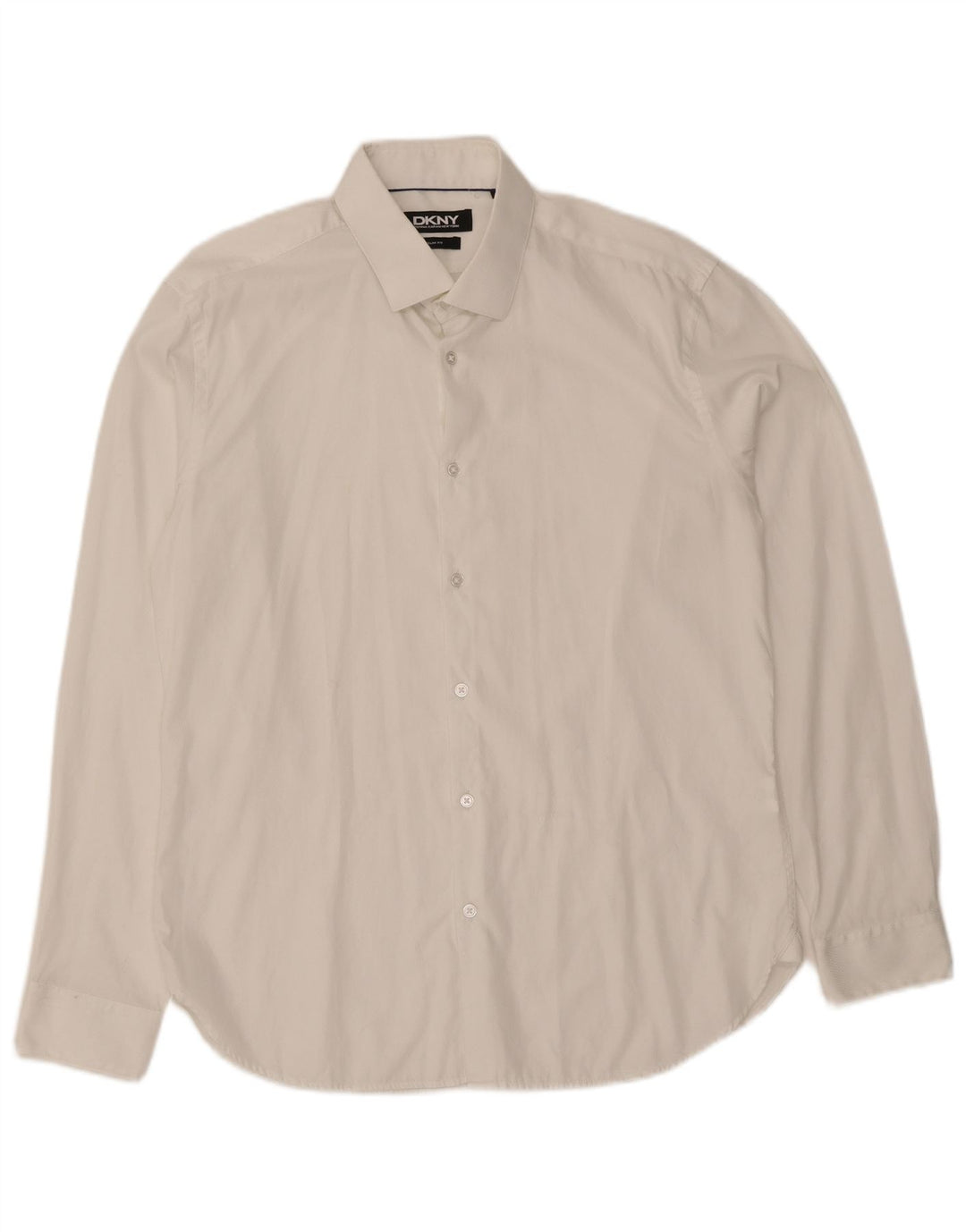 DKNY Mens Slim Fit Shirt Size 16 1/2 Large White Cotton