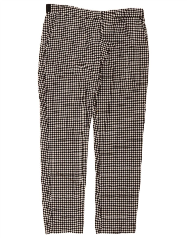 Zara Womens Slim Chino Trousers XL W32 L27 Black Gingham Polyester