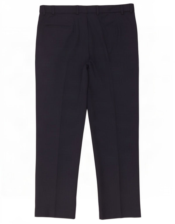 Marks & Spencer Mens Regular Fit Suit Trousers W38 L31 Navy Blue Polyester