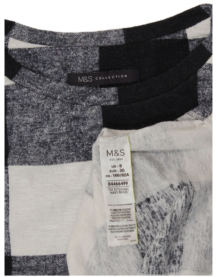 Marks & Spencer Womens Top Long Sleeve UK 8 Small Navy Blue Polyester