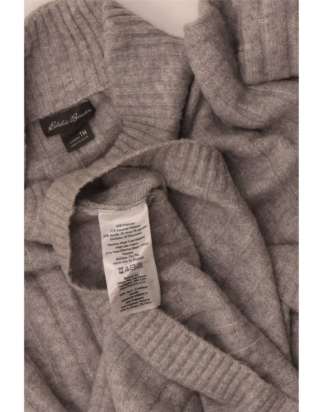 Eddie Bauer Womens Tall Turtle Neck Jumper Sweater UK 14 Medium Grey