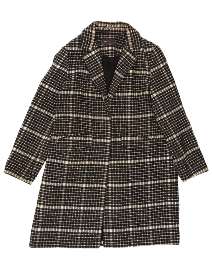 Marks & Spencer Womens Loose Fit Overcoat UK 18 XL Black Check Polyester