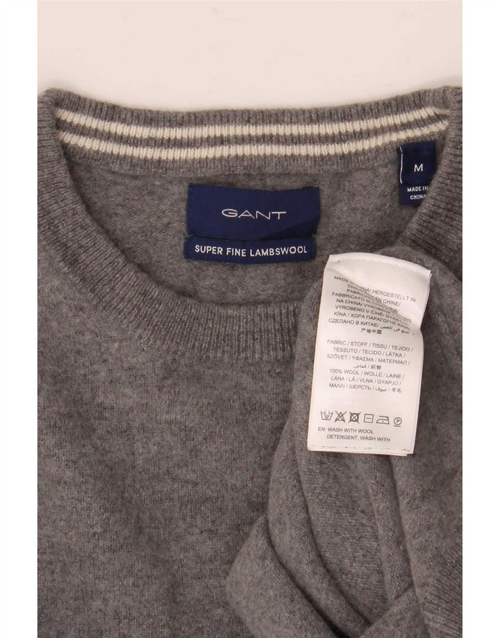 Gant Womens Crew Neck Jumper Sweater UK 14 Medium Grey Wool