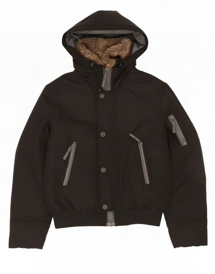 Benetton Mens Hooded Padded Jacket IT 50 Large Black