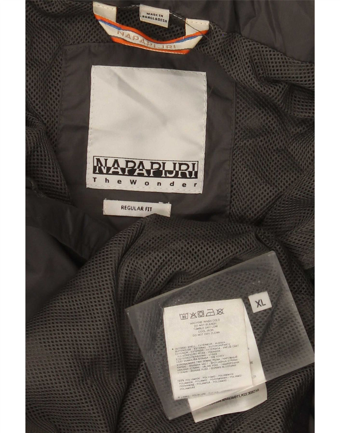 Napapijri Mens Hooded Rain Jacket UK 42 XL Grey Polyamide