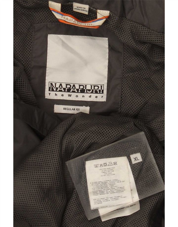 Napapijri Mens Hooded Rain Jacket UK 42 XL Grey Polyamide