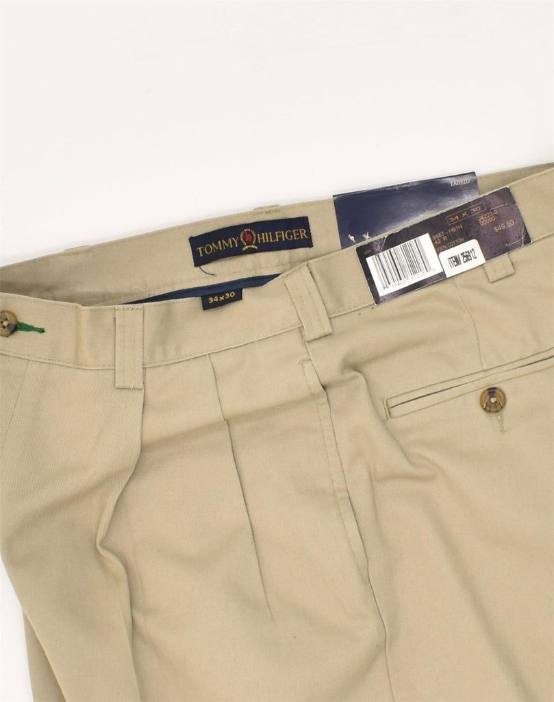 TOMMY HILFIGER Mens Pegged Casual Trousers W34 L30  Beige Cotton | Vintage Tommy Hilfiger | Thrift | Second-Hand Tommy Hilfiger | Used Clothing | Messina Hembry 