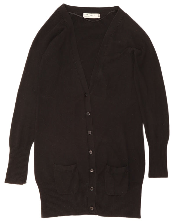 ZARA Womens Longline Cardigan Sweater UK 10 Small Black