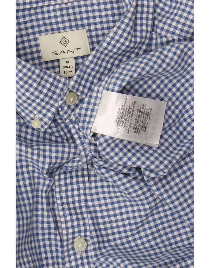 Gant Mens Shirt Size 39/40 15 3/4 Medium Blue Gingham Cotton