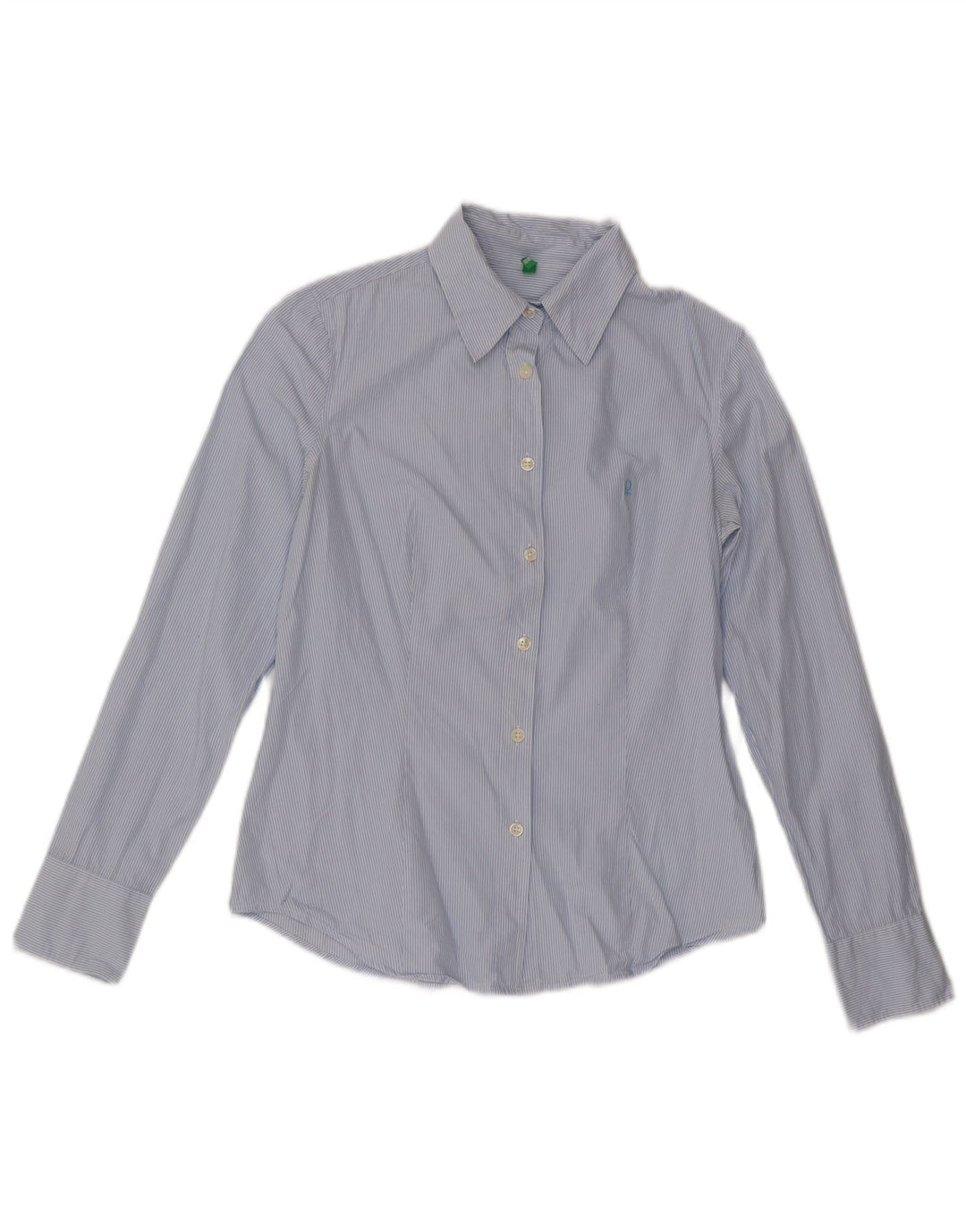 Benetton Womens Shirt UK 12 Medium Blue Striped
