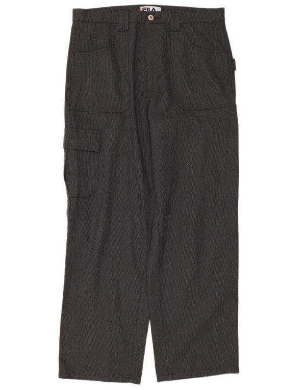 Fila Mens Straight Cargo Trousers IT 50 Large W34 L30 Grey Cotton