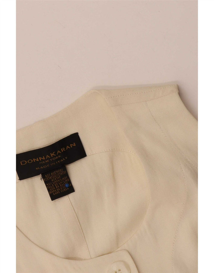 Donna Karan Womens Longline 5 Button Blazer Jacket UK 12 Medium Off White