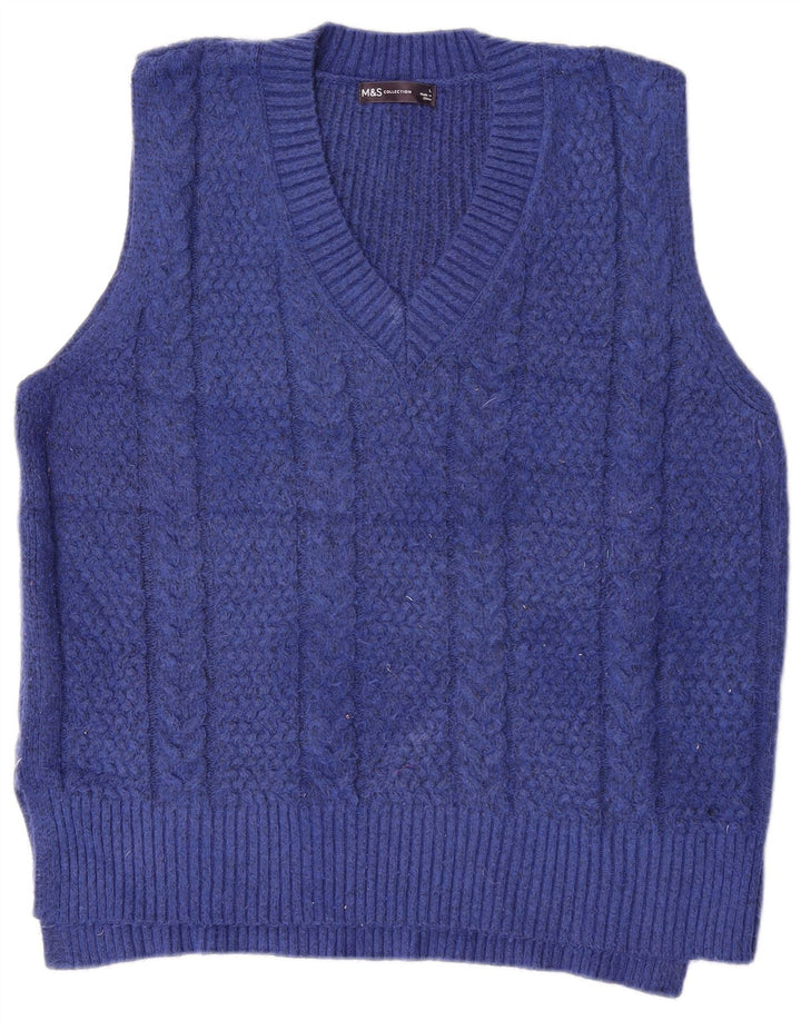 Marks & Spencer Womens Vest Tank Top UK 16 Large Blue Polyester