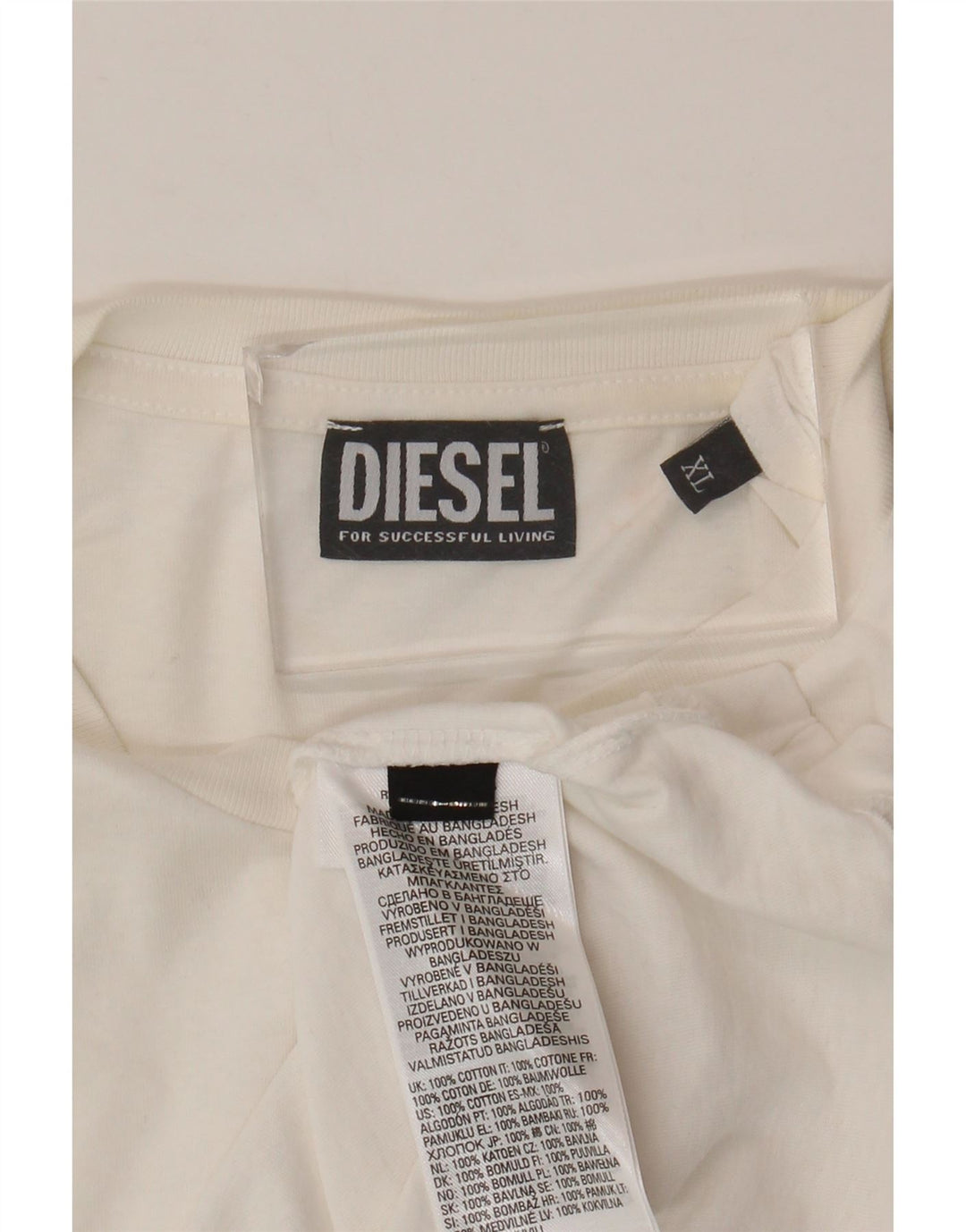 Diesel Mens Graphic T-Shirt Top XL White Cotton