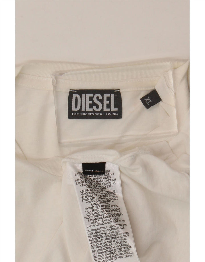 Diesel Mens Graphic T-Shirt Top XL White Cotton