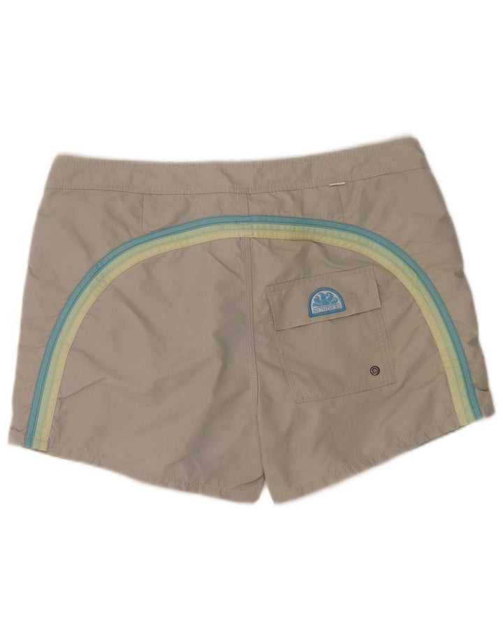 Sundek Mens Swimming Shorts Large  Grey Striped Nylon