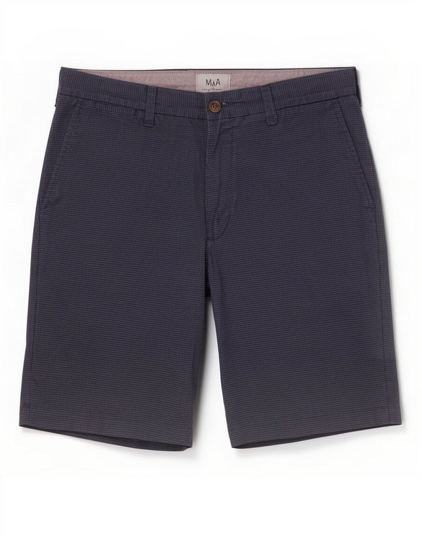 Marks & Spencer Mens Chino Shorts W34 Large Navy Blue Gingham Cotton
