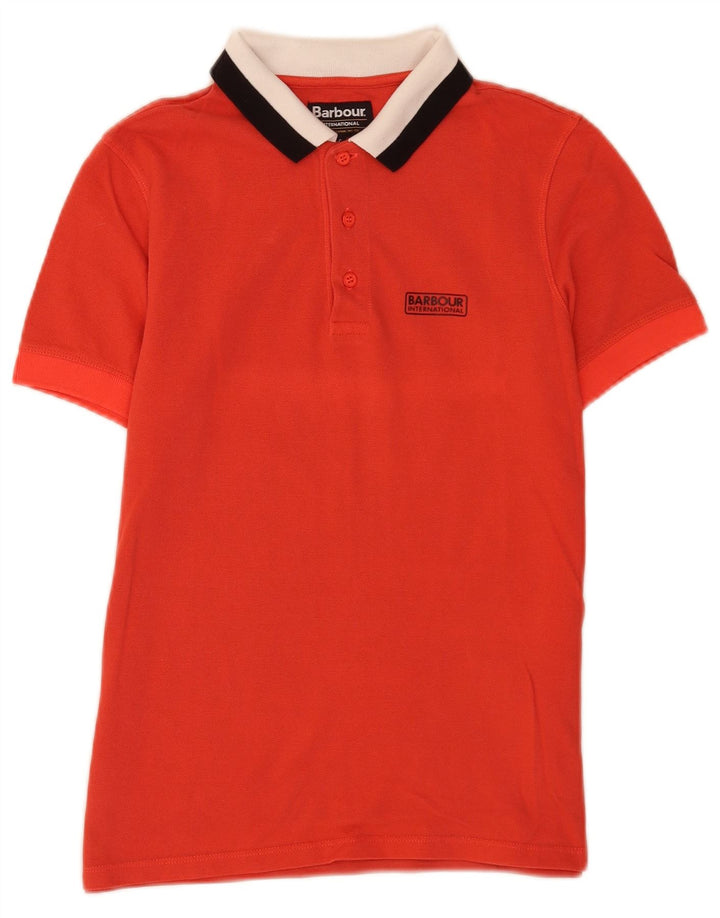 Barbour Mens Polo Shirt Small Red Colourblock Cotton
