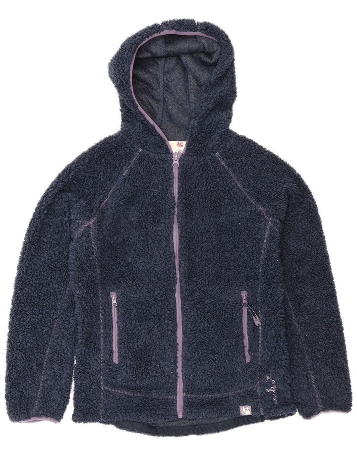Weird Fish Womens Hooded Fleece Jacket UK 12 Medium Navy Blue Polyester