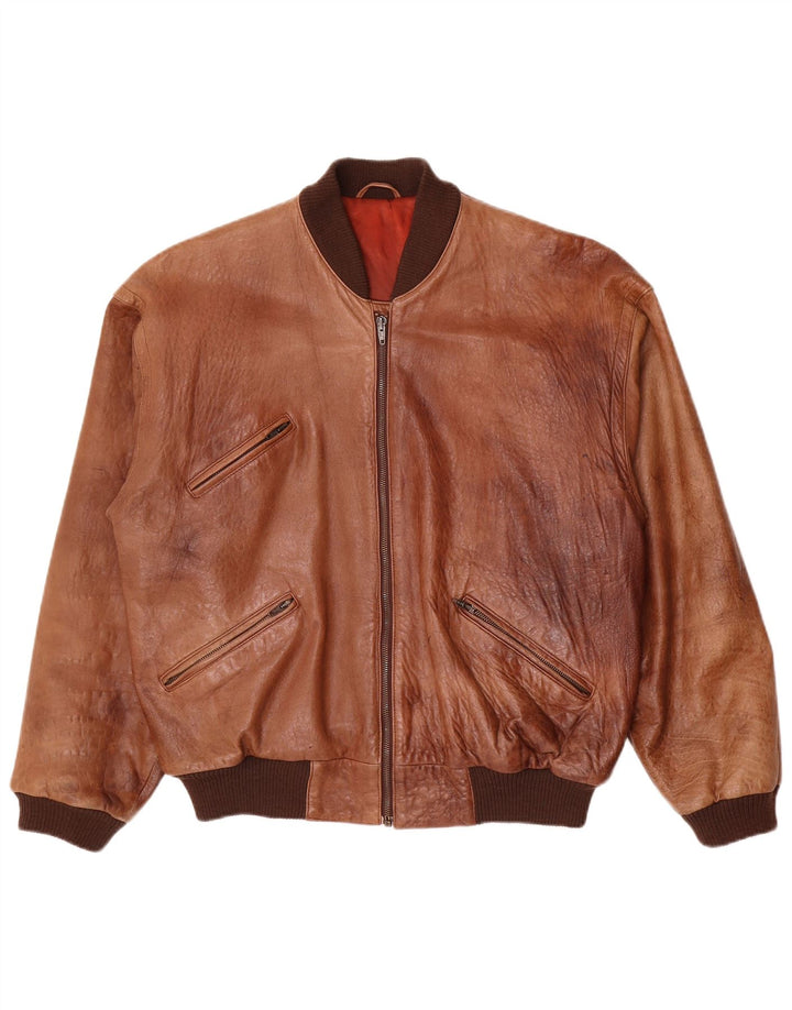 Vintage Mens Leather Jacket UK 40 Large Brown