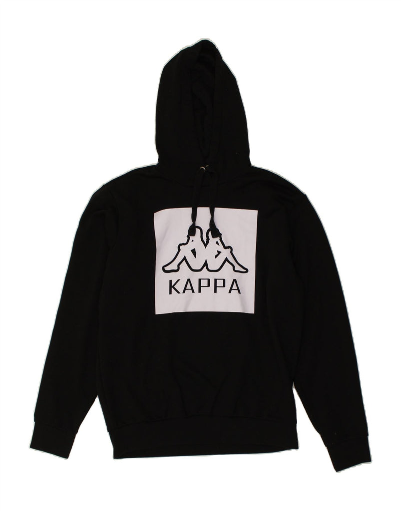 KAPPA Mens Graphic Hoodie Jumper Medium Black Cotton Vintage Kappa and Second-Hand Kappa from Messina Hembry 