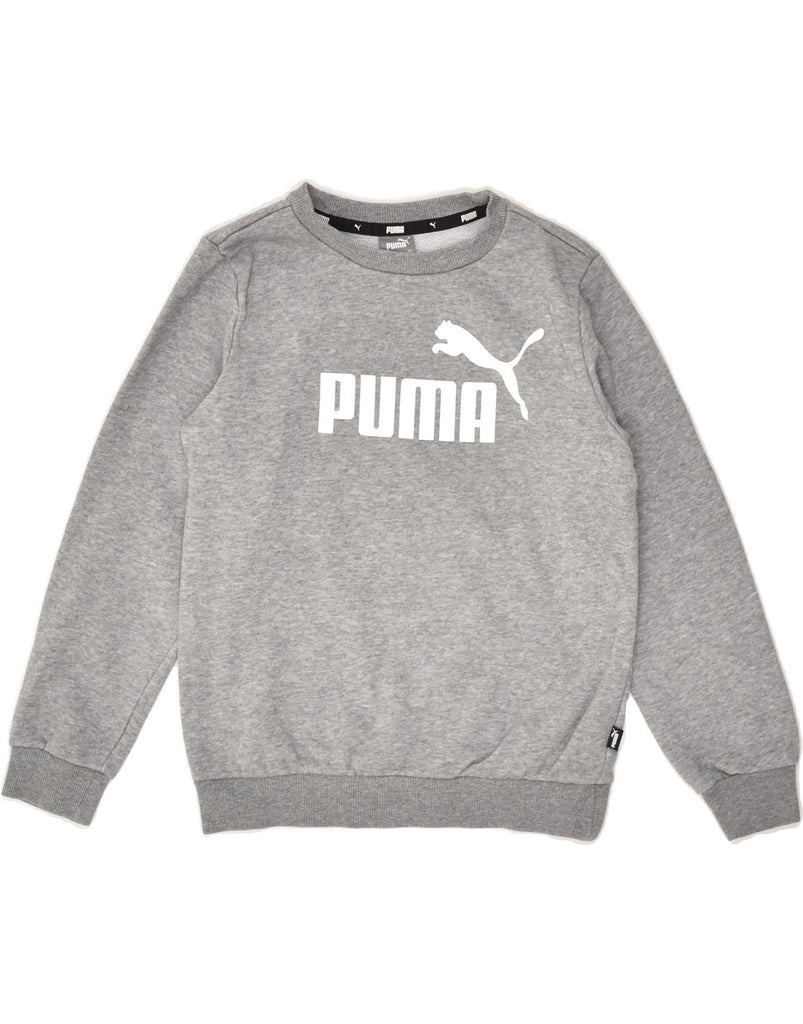 PUMA Girls Graphic Sweatshirt Jumper 9-10 Years Grey Cotton | Vintage Puma | Thrift | Second-Hand Puma | Used Clothing | Messina Hembry 