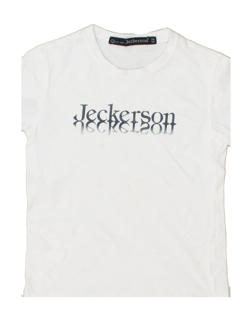 JECKERSON Boys Graphic T-Shirt Top 4-5 Years White | Vintage Jeckerson | Thrift | Second-Hand Jeckerson | Used Clothing | Messina Hembry 