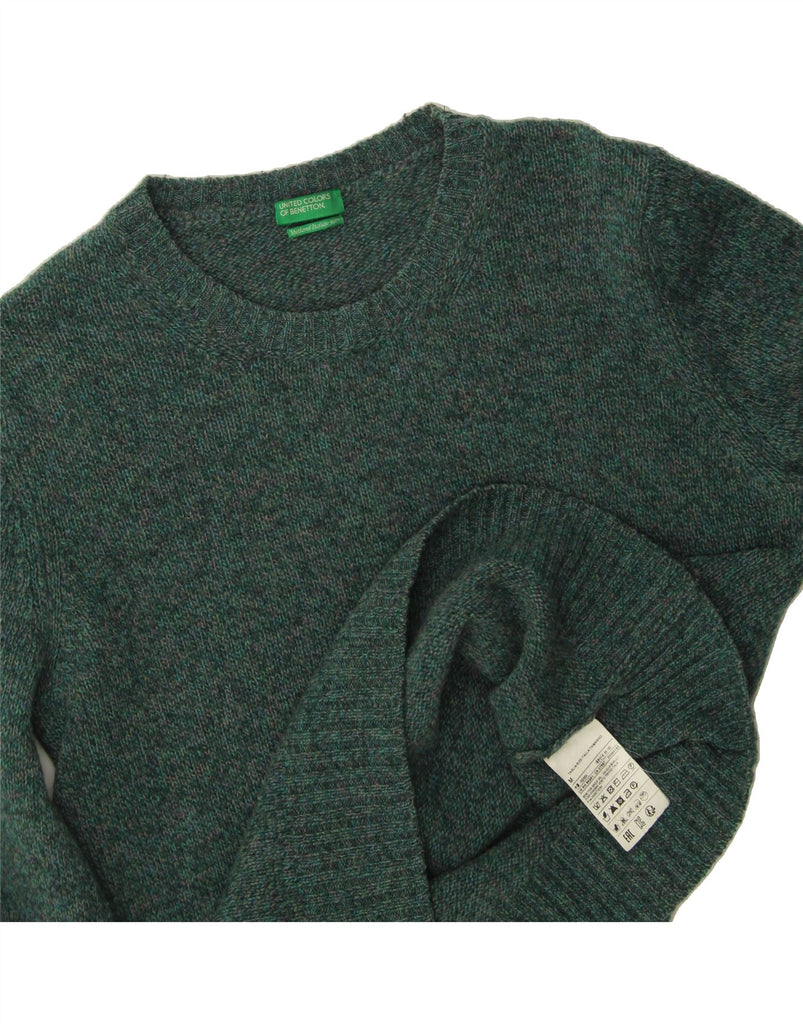 BENETTON Womens Crew Neck Jumper Sweater UK 12 Medium Green Flecked Wool Vintage Benetton and Second-Hand Benetton from Messina Hembry 